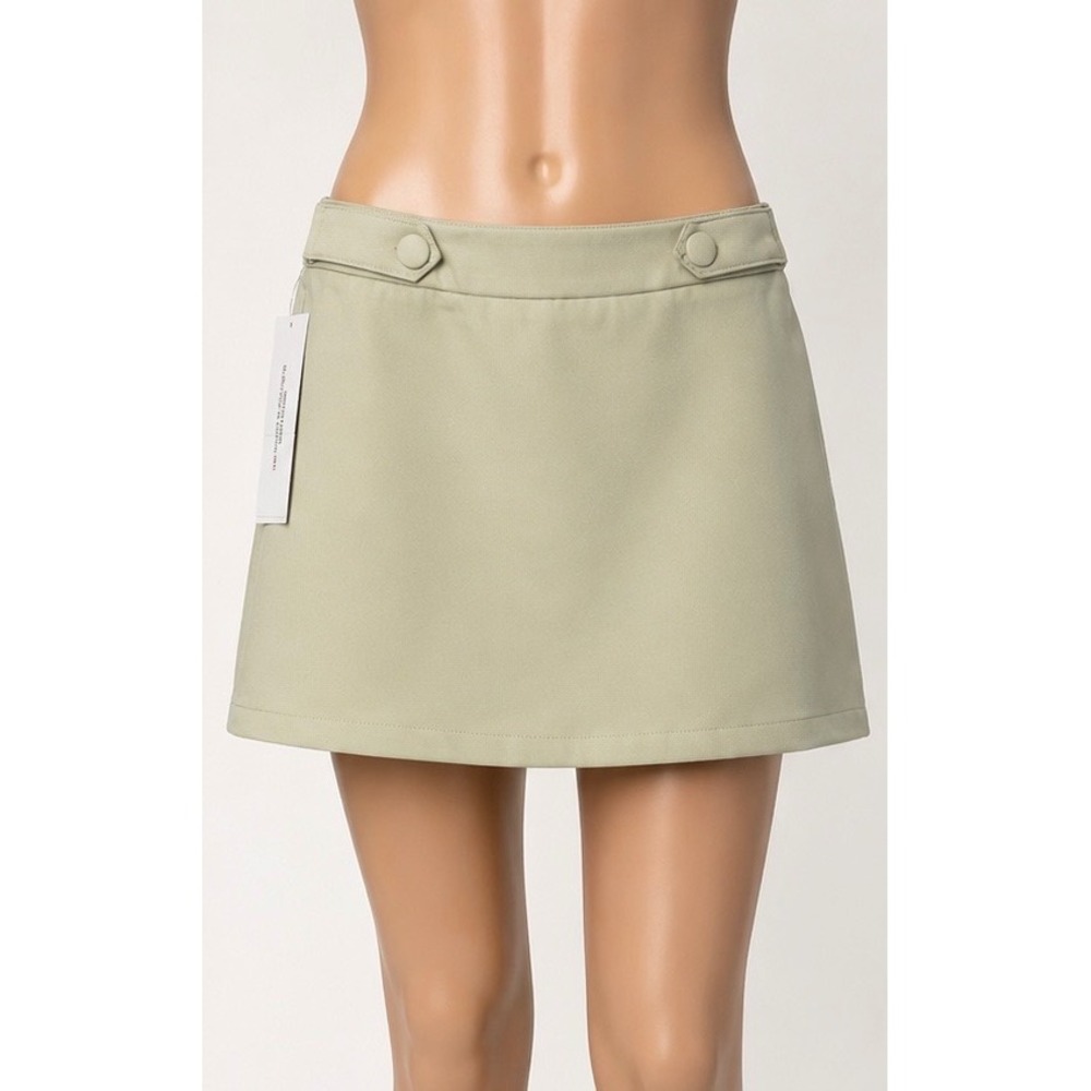 Princess Polly Sage Green Button Detail Mini Skirt w/Side Zip US Sz 6